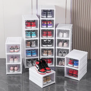 Front Open Transparent Stackable Shoe Box Storage Shoe Container Storage Box Sneaker Magnetic Box for Shoes