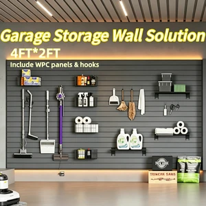 Durable 4FT*2FT WPC Garage Storage Solution Multi-Tier Wall Shelving High Load Bearing Easy Install WPC Garage Set