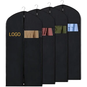 New Custom Logo Dust Protector PVC Window Zipper Waterproof Eco Friendly Reusable Luxury Non Woven Garment Bag for Jackets Coats