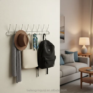 8-Hook Coat and Hat Rack Closet Organizer Carbon Steel Large Sleek Silver Electroplated Household Best Seller