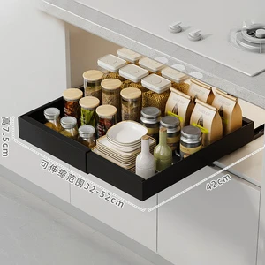 OEM/ODM Expandable Metal Cabinet Organizer Drawer Pull Storage Shelf Divider Racks Kitchen Adhesive Slide Storage Pot Storage