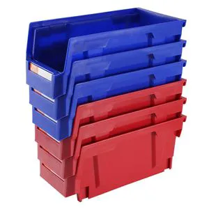 Heavy Duty Plastic Storage Bins 11X5X5 Inch Stackable Hanging Organizers for Closet Office Pantry 12 Pack Blue Red