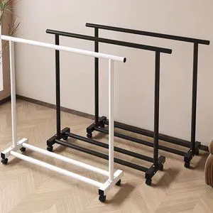 Metal Coat Rack Floor-to-Ceiling Mobile Hanger for Dormitory Balcony Vertical Storage Modern Design
