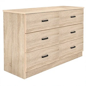 USA Stock White Oak 6 Drawer Double Dresser Wide Modern Wood Chest of Drawers Bedroom Storage with Soft Close from Houston TX