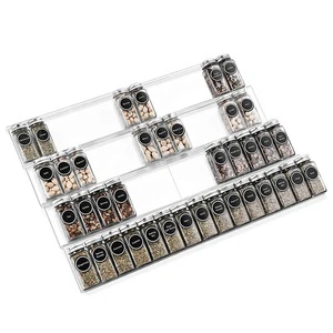 Adjustable Expandable Acrylic Spice Rack Tray Spice Drawer Organizer for Kitchen Drawers Cabinet Store