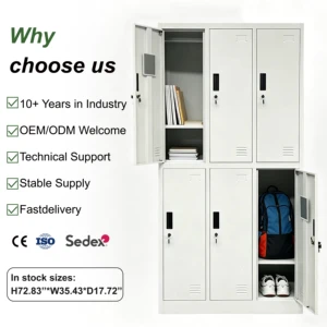 6 Door Metal Storage Locker Cabinet KD Steel Gym Changing Room Steel Locker for Office School Gym Direct Factory