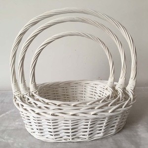 Wicker Flower Baskets For Gift White Natural Wicker Hamper Baskets Wholesale