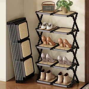 Folding Detachable Shoe Rack Thickened Iron Tube Plastic Board Multi-Layer Storage For Living Room Space-Saving Vintage Easy