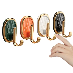 Creative Diamond Pattern Plastic Self-Adhesive Hooks Wall Mounted Hanging Key Coat Towel Hooks for Kitchen Bathroom Living Room