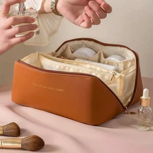 D5632 Waterproof Make up Organizer with Divider Pouch PU Travel Makeup Bag Large Capacity Cosmetic Bags for Women Toiletry Bag