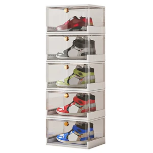 Clear PET Foldable Plastic Shoe Storage Box for House and Office Use Collapsible & Stackable Containers 10kg Capacity