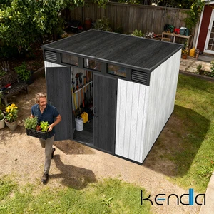 KENDA Factory Direct Resin 6x4ft Storage Shed 25x25mm Steel Frame For Garden Tool Organization