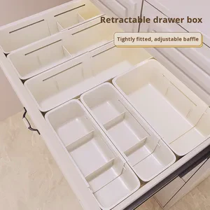Modern Sustainable Plastic Drawer Divider Storage Box Built-In Retractable Cosmetic Organizer Lipstick Classification Dressing
