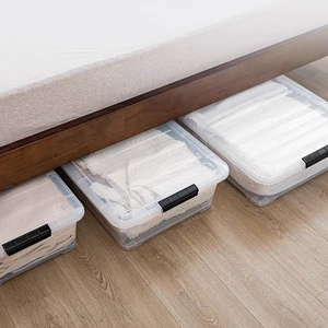 High Quality Transparent PP Plastic Underbed Storage Box Lids Wheels Customized Color Multifunction for Closet Space Saving