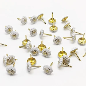 100Pcs White Flower Metal Decorative Tacks | Floral Upholstery Pins For Sofa & Furniture | Colorful Push Pins With Storage Box