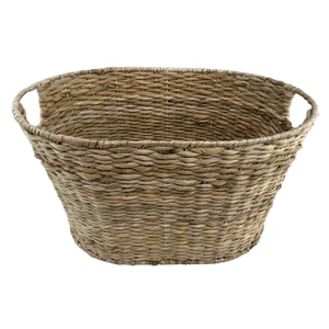 Handwoven Natural Storage Basket with Handles - Large Woven Organizer for Home Decor