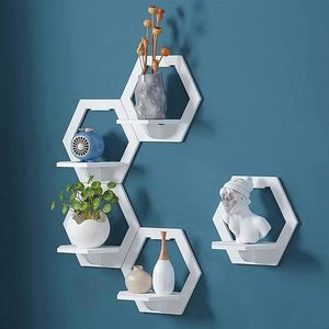 Wall Mounted TV Background Hanger Home Decorative Storage Rack Shelf for Bedroom Bedside Flower Pot Wardrobe for Home