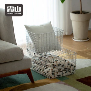 SHIMOYAMA Sturdy Stainless Steel Wire Basket with Handle Kitchen and Bathroom Stackable Storage Organization Metal Material