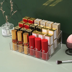 Transparent Lipstick Storage Box 9/24/36/40 Slots Injection Finished Rectangle Cosmetic Storage Rack Foldable Design