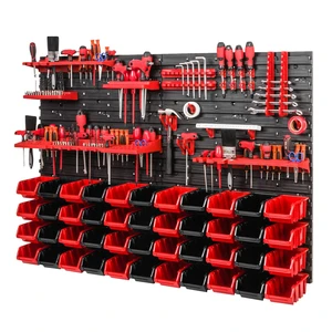 1152 mm X780 mm Plastic Storage Bins Garage Shelf Wall Mount with 44 Pieces Plastic Stackable Boxes Tool Bin for Garage