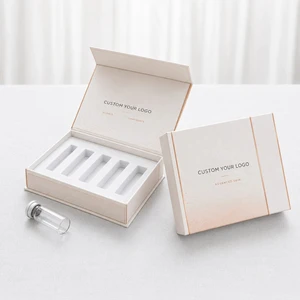 Custom Vial Carton Octagonal Shape Grey Board Foam Insert Luxury Beauty Packaging Retail Display Set Low MOQ Custom Logo