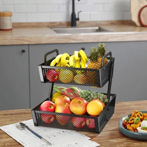 Factory Direct Multifunctional Metal Wire Storage Baskets Vegetable Storage Rack Fruit Basket for Kitchen Countertop