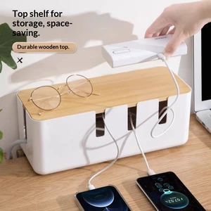 Golden Cat Small PP Plastic Power Strip Storage Box Cable Organizer for Power Cords Data Cables Chargers Wires Desktop Hub