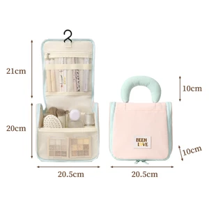 Multifunctional Cloth Travel Toiletry Organizer Hanging Cosmetic Wash Storage Bag with Hook for Bathroom Makeup Storage