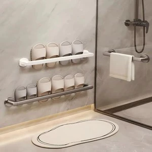 Bathroom Slippers Hanger Rack No-Drill Over-the-Door Storage Rack Wall-Mounted Draining Shelf Toilet Storage Organizer,