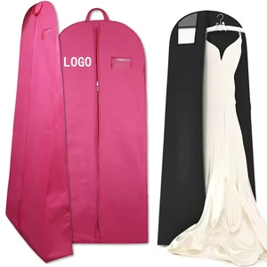 Customized Logo Wedding Long Dress Bridal Gown Dress Garment Cover Storage Bag Non Woven Garment Bags with clear Window