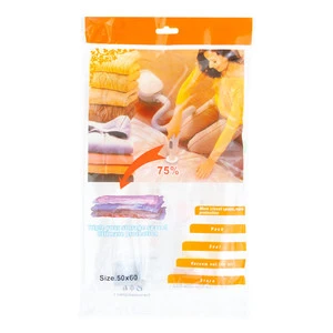 Functional Plastic Vacuum Storage Bag 50x60 Space Saver Clothing Organizer for Wardrobe Bedroom Use