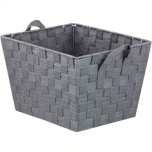 Handmade Woven Leather Storage Basket Braided Storage Box With Handle for Home