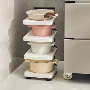 Cabinets Miscellaneous Items Desktop Kitchen Storage Organizing Box Pot Cover Storage Rack with Pulley