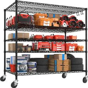 NSF Approval Black Coated 5 Tiers Garage Accessories Tools Storage Rack Commercial Grade Wire Shelving System