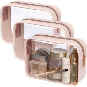 Lady Custom Travel Makeup Bag Set Waterproof PVC Toilet Storage Organizer with Zipper Closure Letter Pattern Cosmetic Bag