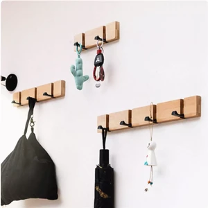 Creative Foldable Wooden Shelves Wall Mount Organization Storage Garage Living Room Coat Rack