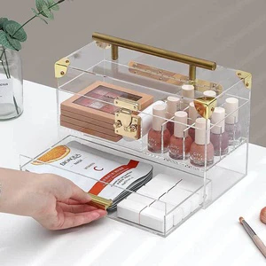 Luxury Clear Acrylic Makeup Organizer with Drawers Portable Multi-layer Cosmetic Storage Box for Vanity Desktop Lipstick Holder