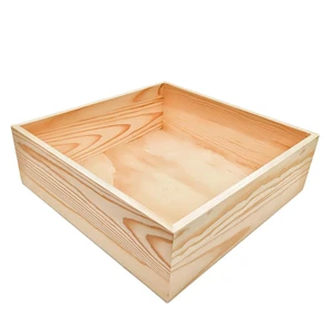 Unfinished Pine Square Handcrafted Modern Craft Storage Organizer Box For Home Venue Decor