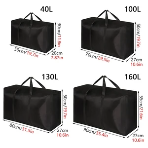 100L 600D Oxford Waterproof Heavy Duty Storage Bag Foldable Large Capacity Clothing Organizer Laundry Quilt Travel Luggage Bag