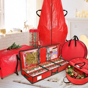 Custom Design Rectangle Christmas Wrapping Paper Holder Storage Boxes Bins Clear Gift Wrap Organizer Wardrobe Living Room