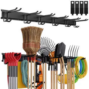 JH-Mech Heavy Duty Objects Multi-Purpose Heavy Duty Wall Mounted Garden Tool Storage Rack Yard