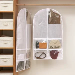 Clothing Dust Cover Storage Bag Non-Woven Fabric Hanging Transparent Multifunctional 60x80cm Home Use Folding