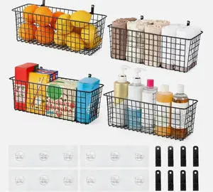 1 Rectangular Standing Iron Wire Storage Basket with 301-400ml Capacity for Modern Kitchen Organization