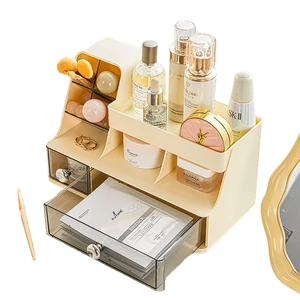 Modern Large Capacity Drawer Makeup Organizer PP Plastic Storage Rack Sustainable Multifunction for Cosmetics Skincare Desktop