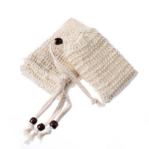 White Ramie Soap Mesh Net Bag Exfoliating Sisal Bamboo Terry Storage Pouch Drawstring Piler for Convenient Bath Toilet Supplies