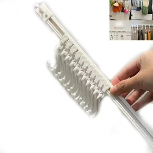 40 cm Long 10 Hooks Creative Hook Storage Removable Track Kitchen Bathroom Storage Rack Wall Hanging Plastic Multi-functional