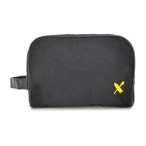 Custom Portable Cotton Canvas Toilet Wash Bag Travel Black Toiletry Makeup Organizer Zipper Bag