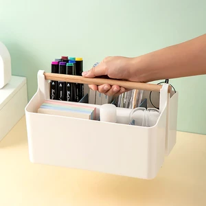 Multi-Functional Portable Cosmetics Storage Box with Handle Novel Desktop Stationery Sundries Storage Case Makeup Organization