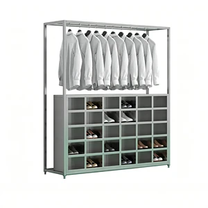 Stainless Steel 30-section Wardrobe for Hanging Clothes, Multi-person Changing Rack, Hat Rack Workshop, Clothes Rack