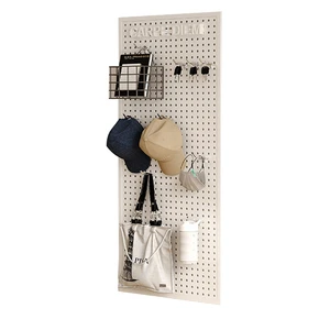 Black White Metal Hole Plate Wall Shelf Desk Hanging Board Partition Flexible Functional Design Office Organizer for Storage
